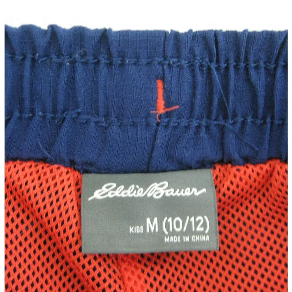 Eddie Bauer Shorts Boys Medium 10-12 Blue Hiking Short Pants Pockets Drawstring